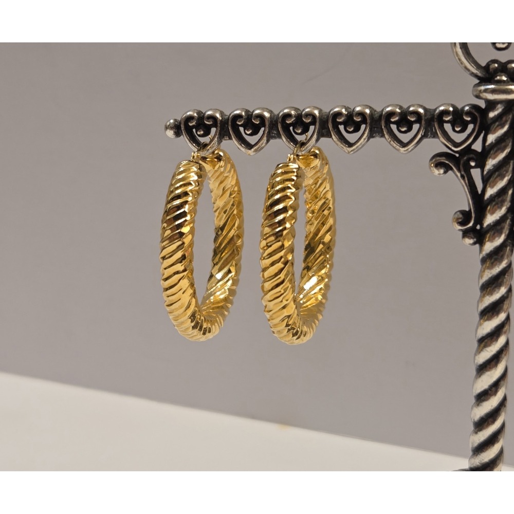 Chunky 14k Yellow Gold Twisted 36mm Hoop Earrings JCM